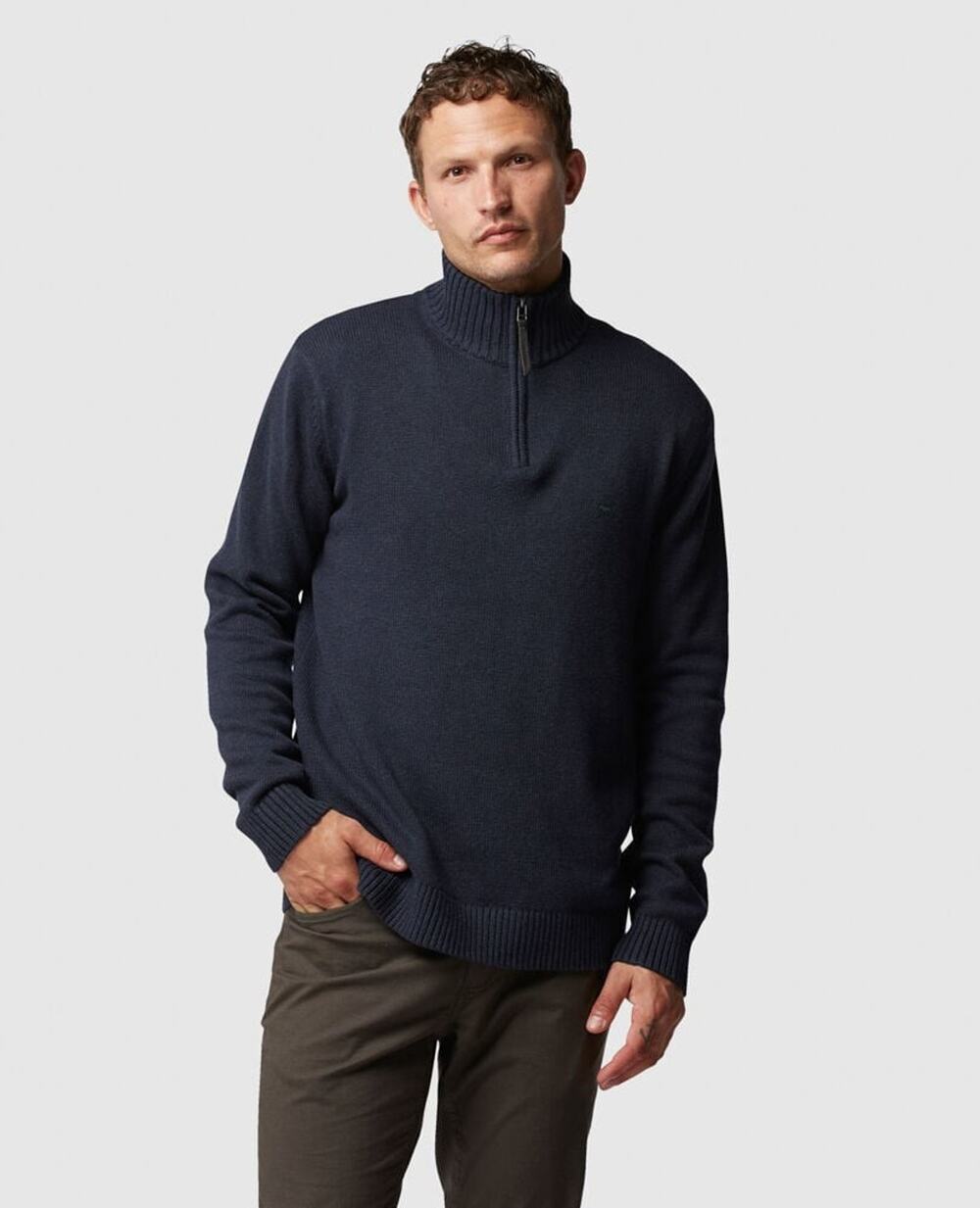 Rodd & Gunn Sweater 2XL Navy Blue Merrick Bay 1/4 Zip Pullover 100% Cotton